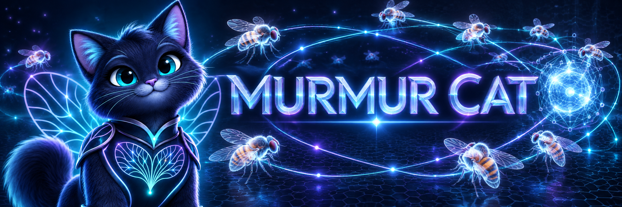 Murmur Cat banner with orbital field and hive ring